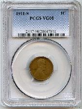 1911-S Lincoln Wheat Cent KEY DATE in PCGS VG 08