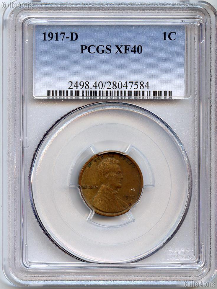 1917-D Lincoln Wheat Cent in PCGS XF 40