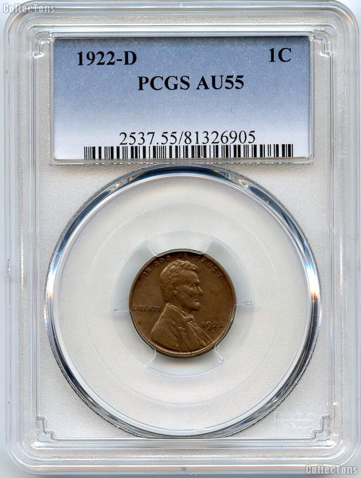 1922-D Lincoln Wheat Cent in PCGS AU 55