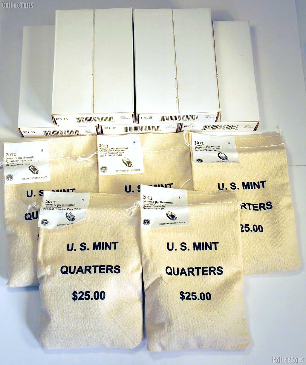 2012-S National Park Quarters ALL 5 Unopened $25 U.S. Mint 100-Coin Sealed Bags