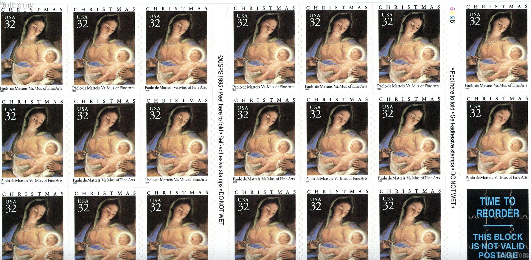 1996 Madonna & Child 32 Cent US Postage Stamp Unused Booklet of 20 Scott #3112A