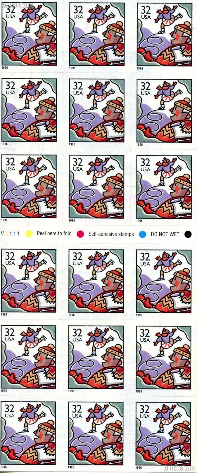 1996 Ice Skaters 32 Cent US Postage Stamp Unused Booklet of 18 Scott #3117