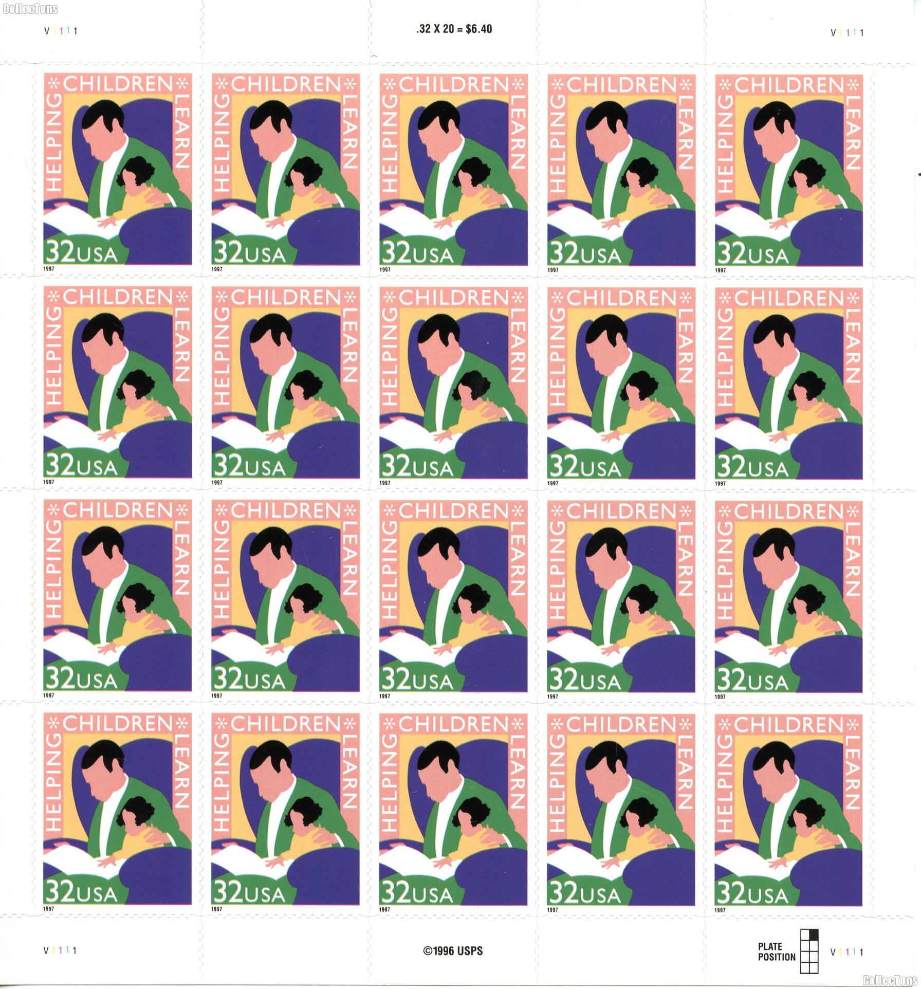 1997 Helping Children Learn 32 Cent US Postage Stamp Unused Sheet of 20 Scott #3125