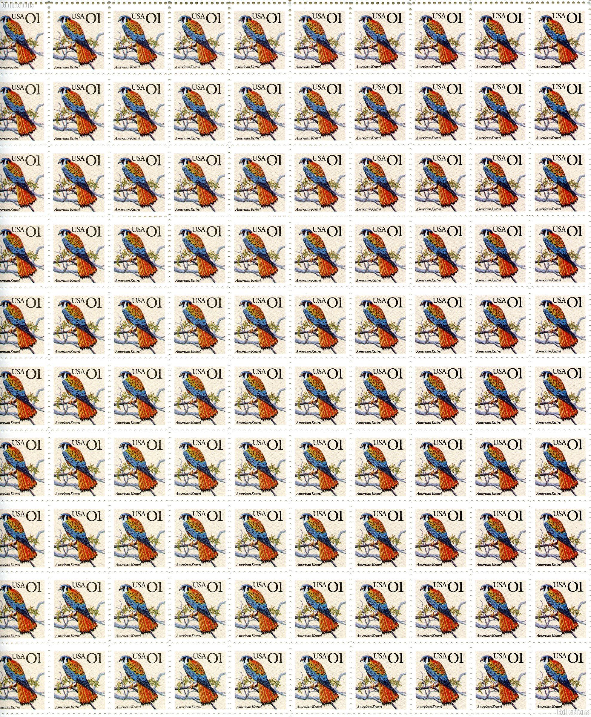 1991 Kestrel 1 Cent US Postage Stamp MNH Sheet of 100 Scott #2476