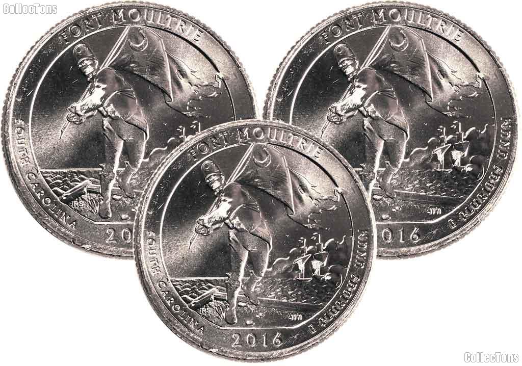 2016 P, D & S South Carolina Fort Moultrie Fort Sumter National Monument Quarter GEM BU America the Beautiful