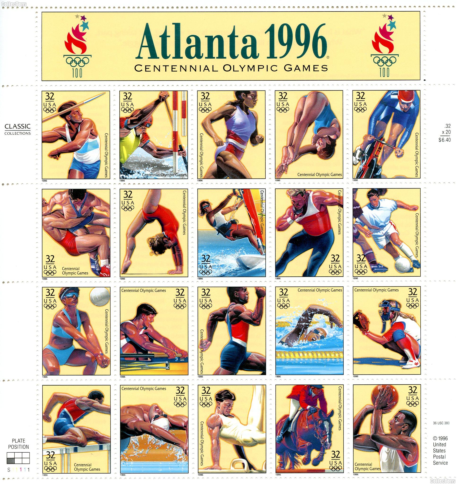 1996 Centennial Olympic Games 32 Cent US Postage Stamp MNH Sheet of 20 Scott #3068