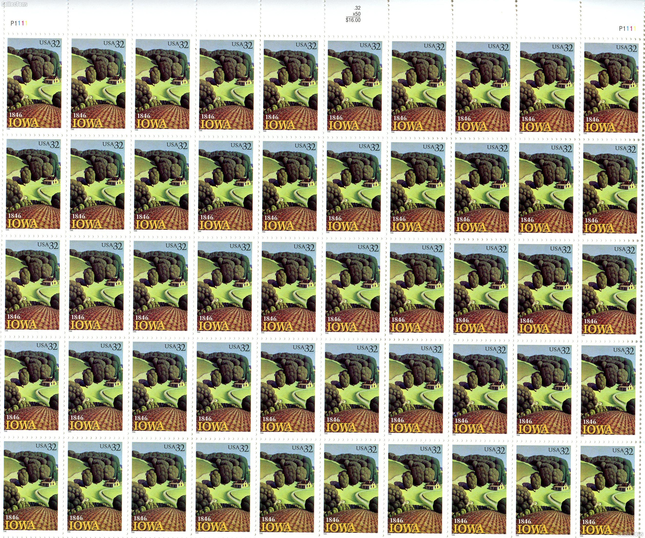 1996 Iowa Statehood 32 Cent US Postage Stamp MNH Sheet of 50 Scott #3088