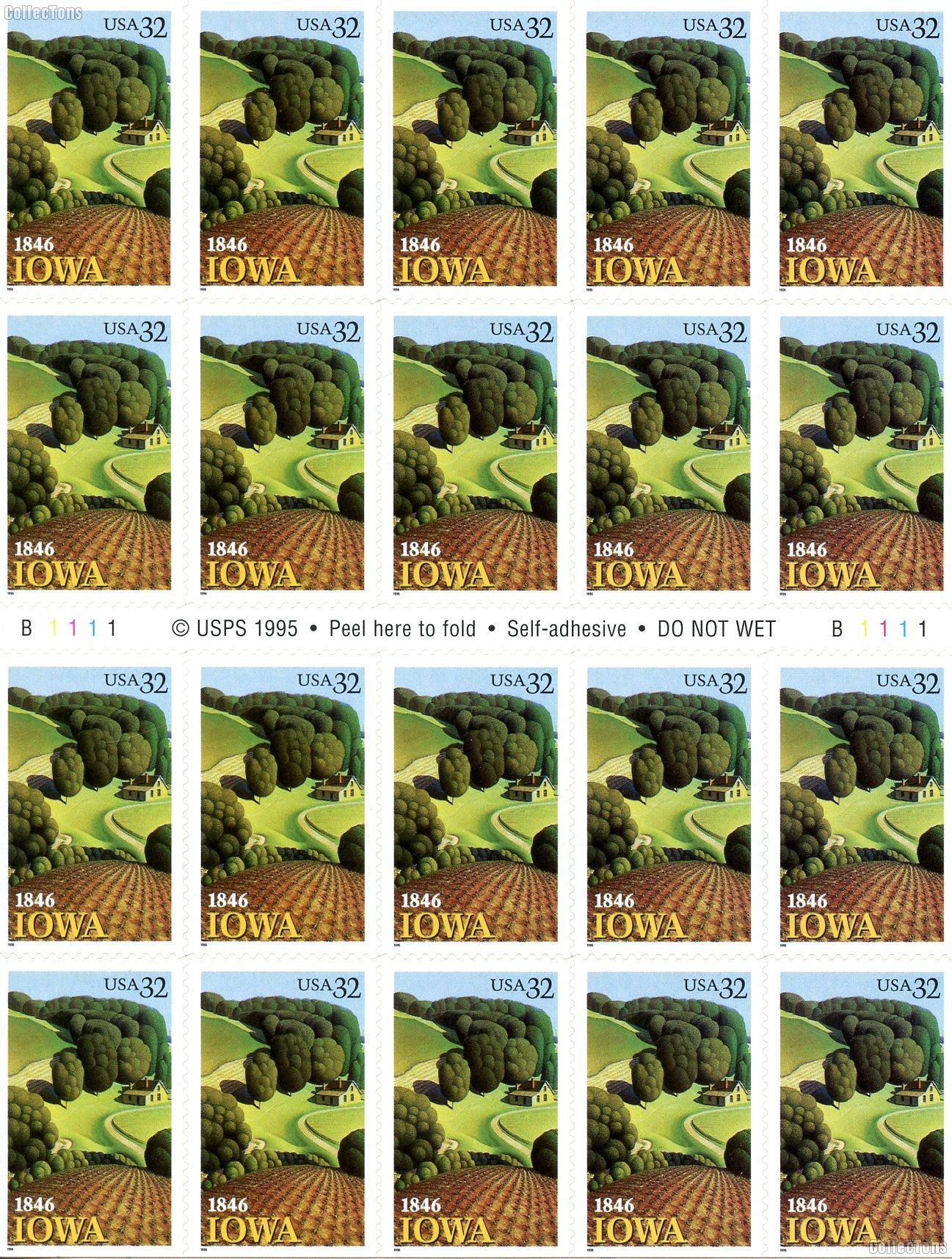1996 Iowa Statehood 32 Cent US Postage Stamp MNH Sheet of 20 Scott #3089a