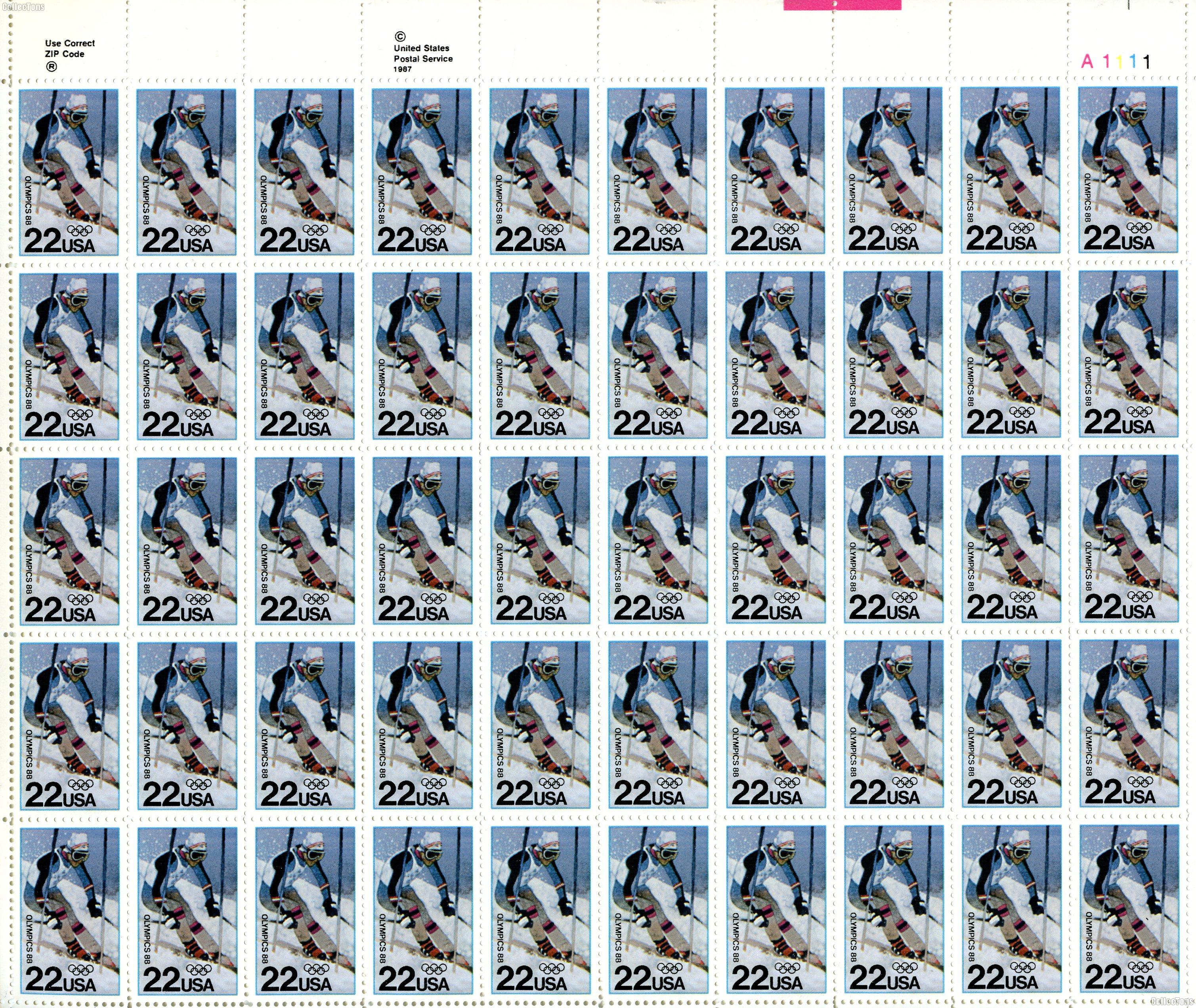 1988 Winter Olympics 22 Cent US Postage Stamp MNH Sheet of 50 Scott #2369