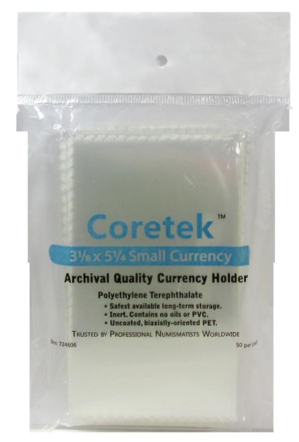 Coretek 3 1/8" x 5 1/4" Small Currency Archival Quality Currency Holder