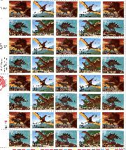 1989 Prehistoric Animals US Postage Stamp MNH Sheet of 50 Scott #2422-2425