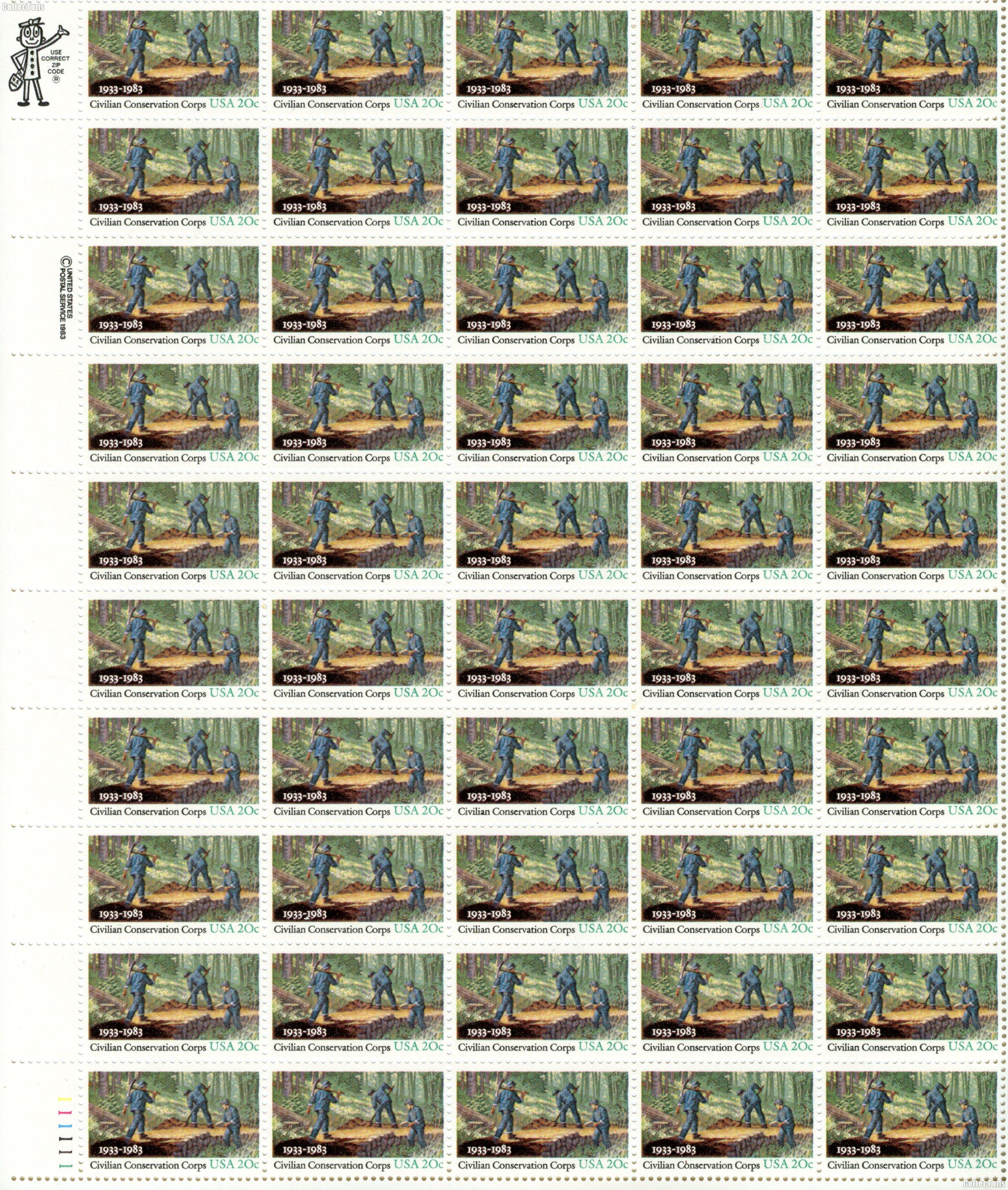 1983 Civilian Conservation Corps 20 Cent US Postage Stamp MNH Sheet of 50 Scott #2037