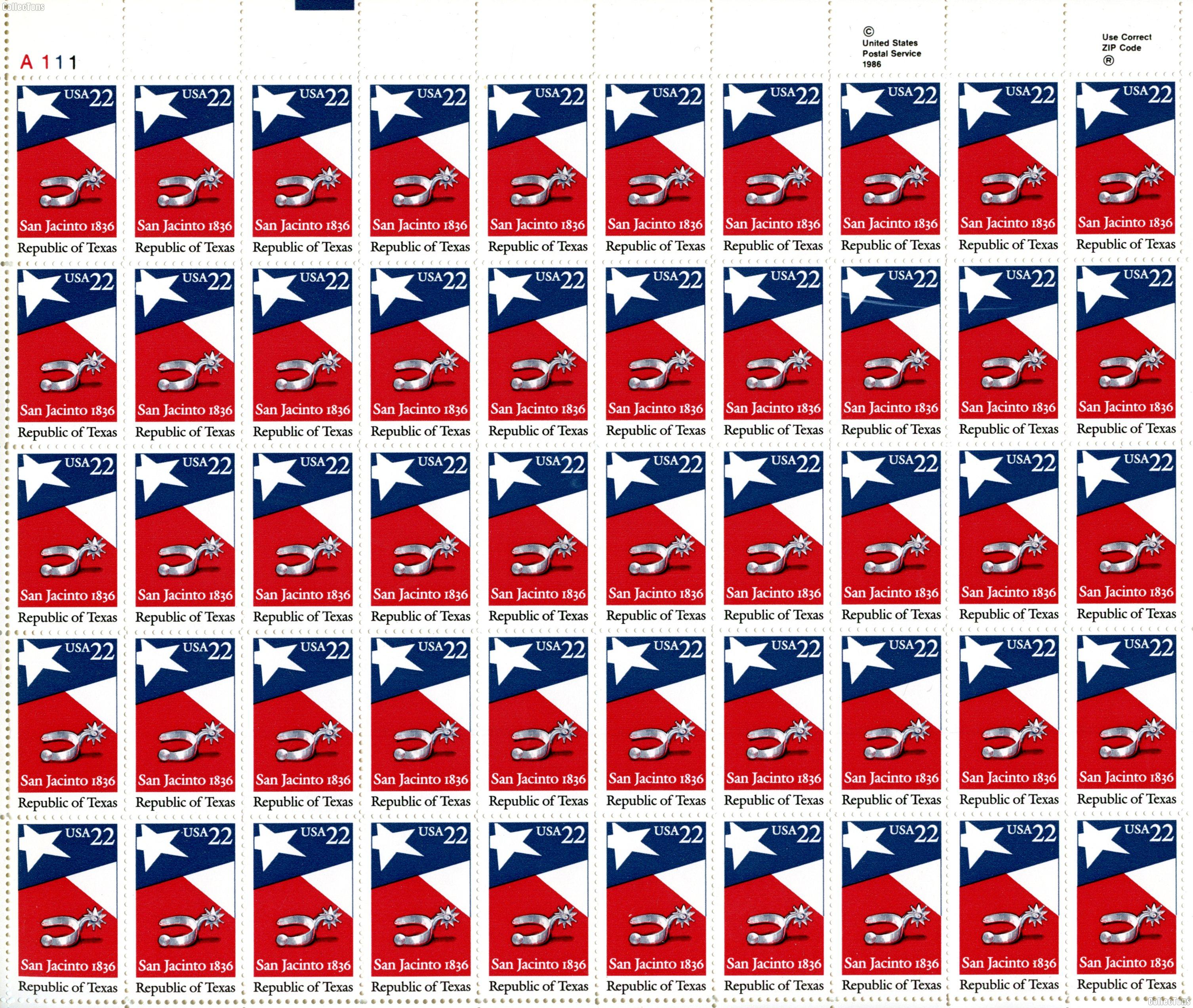1986 Texas 22 Cent US Postage Stamp MNH Sheet of 50 Scott #2204