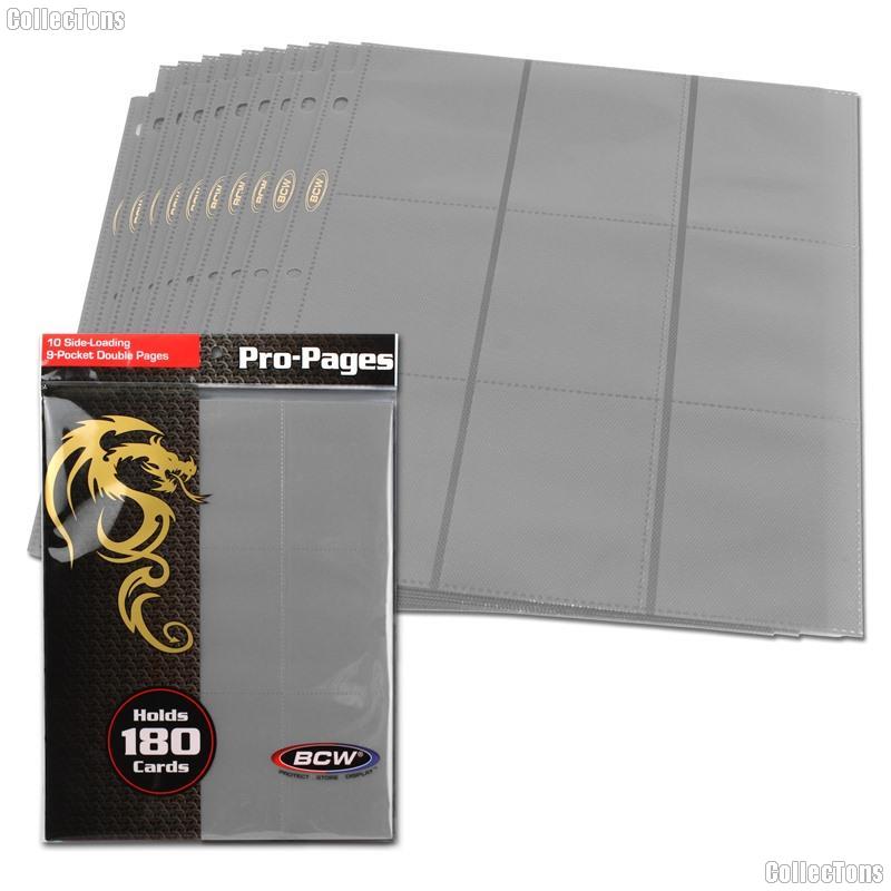18-Pocket Side Loading Pro Pages Gray by BCW Pack of 10