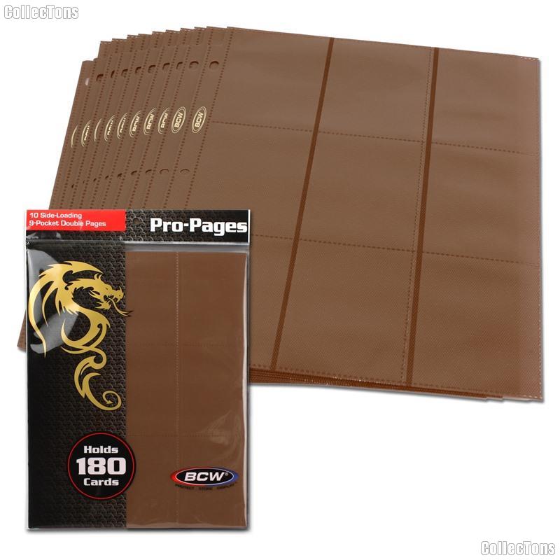 18-Pocket Side Loading Pro Pages Brown by BCW Pack of 10