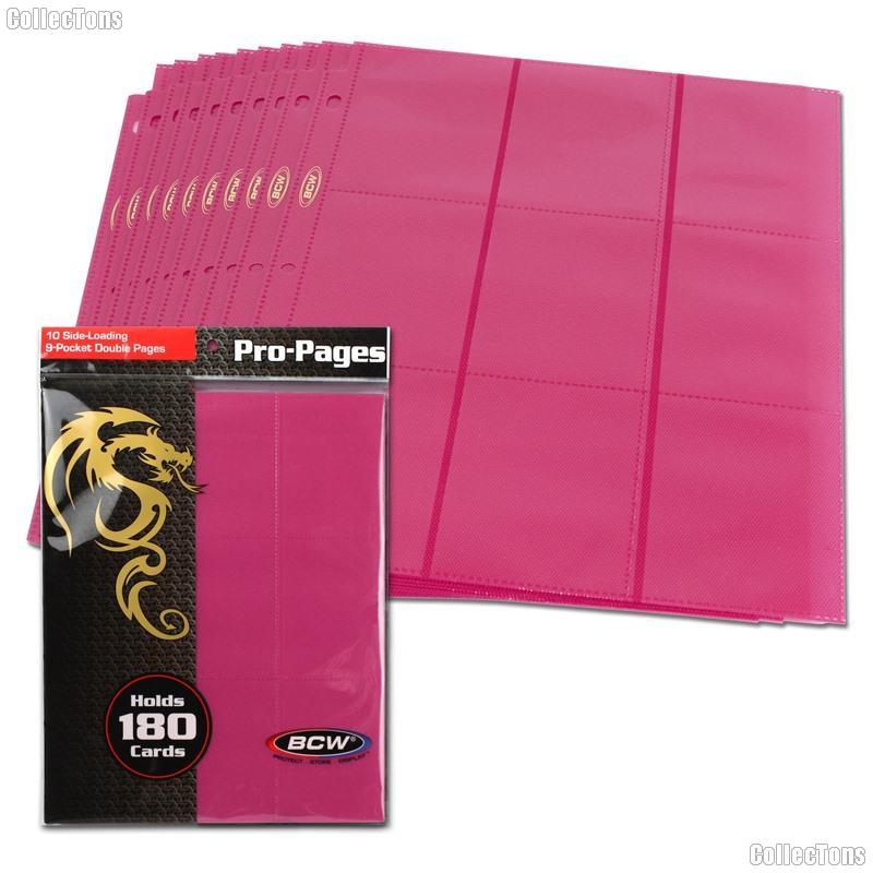 18-Pocket Side Loading Pro Pages Pink by BCW Pack of 10