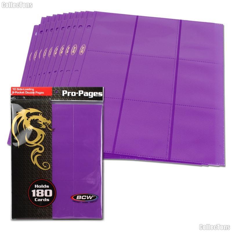 18-Pocket Side Loading Pro Pages Purple by BCW Pack of 10