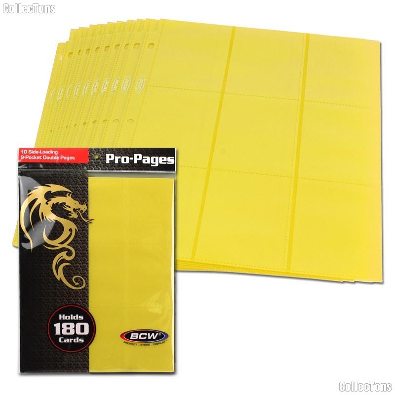 18-Pocket Side Loading Pro Pages Yellow by BCW Pack of 10