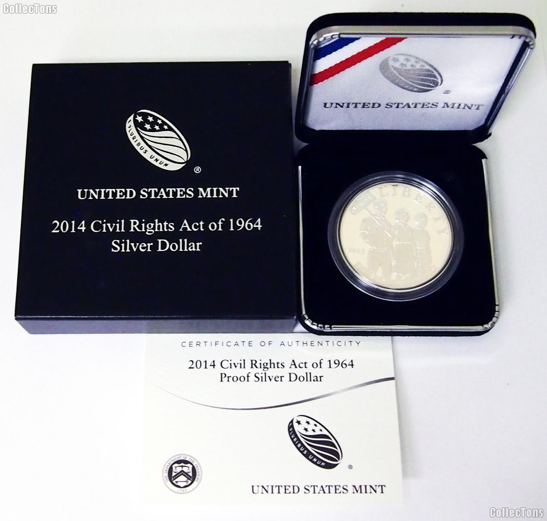 2014-P Civil Rights Act of 1964 Proof Commemorative Silver Dollar Coin
