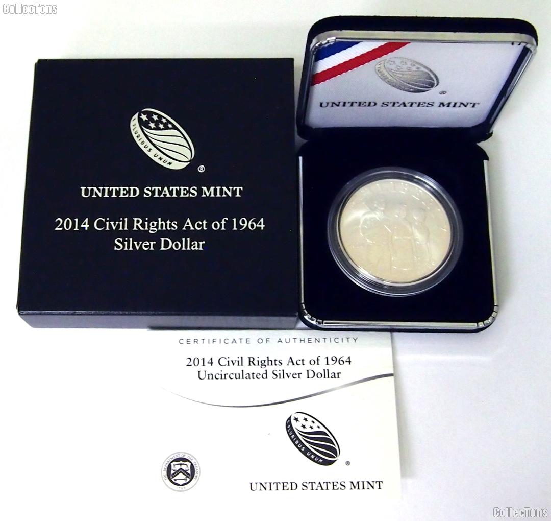 2014-P Civil Rights Act of 1964 Uncirculated Commemorative Silver Dollar Coin