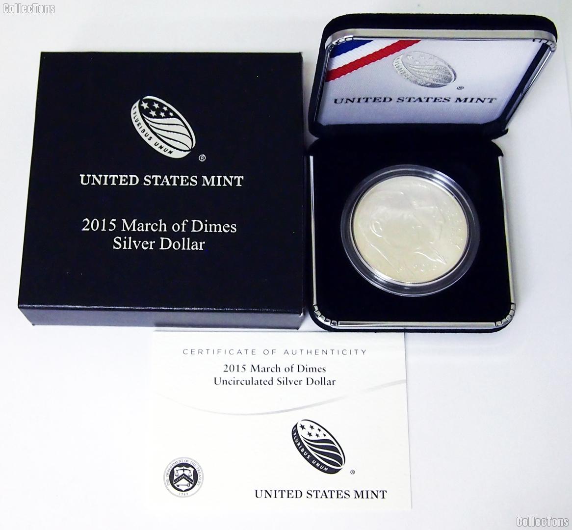 2015-P March of Dimes 75th Anniversary Uncirculated (BU) Commemorative Silver Dollar Coin