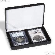 Leatherette Coin Display Box for 2 Certified Slabs by Lighthouse NOBILE