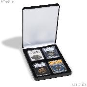 Leatherette Coin Display Box for 4 Certified Slabs by Lighthouse NOBILE