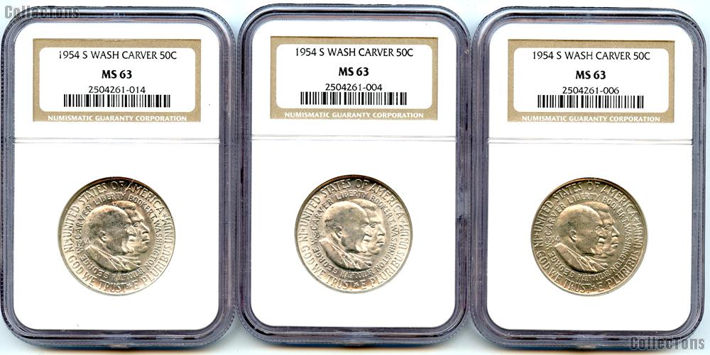 1954-S Washington Carver Half Dollar in NGC MS 63