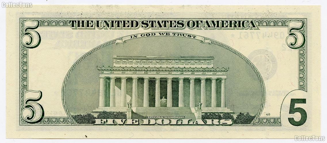 Five Dollar Bill Green Seal FRN STAR NOTE Series 2003 US Currency CU Crisp Uncirculated