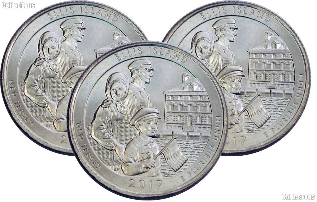 2017 P, D & S New Jersey Ellis Island National Monument Statue of Liberty Quarters GEM BU America the Beautiful