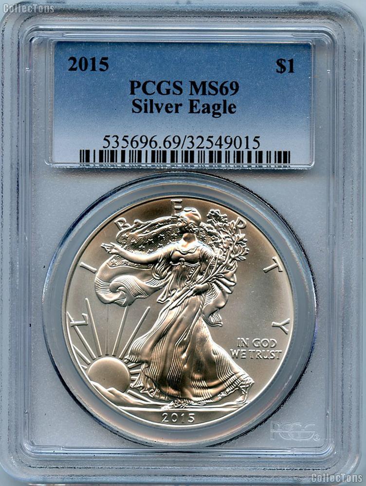 2015 American Silver Eagle Dollar in PCGS MS 69