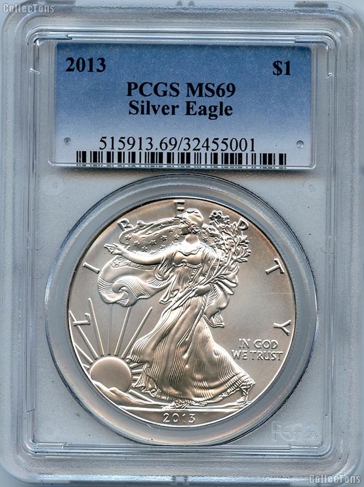 2013 American Silver Eagle Dollar in PCGS MS 69