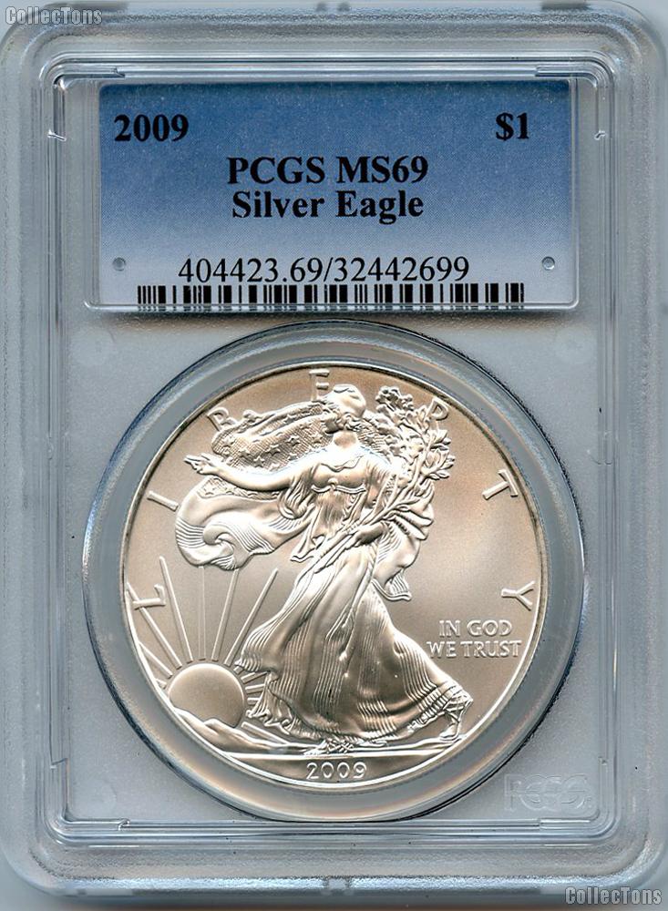 2009 American Silver Eagle Dollar in PCGS MS 69