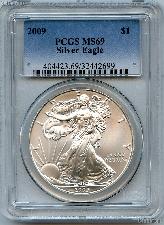 2009 American Silver Eagle Dollar in PCGS MS 69