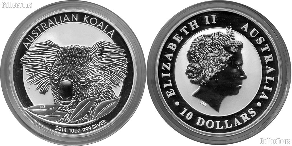 2014 Australian Koala Silver Coin 10 Oz 999 Pure Silver Bullion Coin