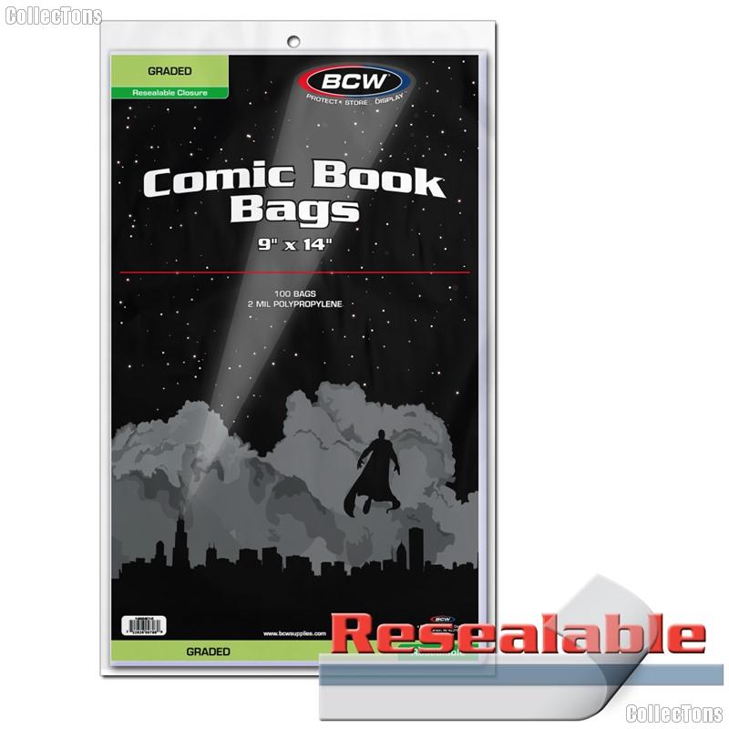Graded Comic (CGC and CBCS) Resealable Bags Polypropylene - Pack of 100 by BCW