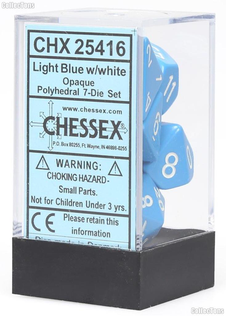 7-Die Set Polyhedral Light Blue/White Opaque Dice by Chessex CHX25416