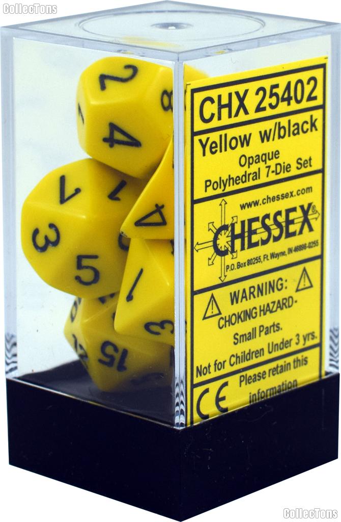 7-Die Set Polyhedral Yellow/Black Opaque Dice by Chessex CHX25402