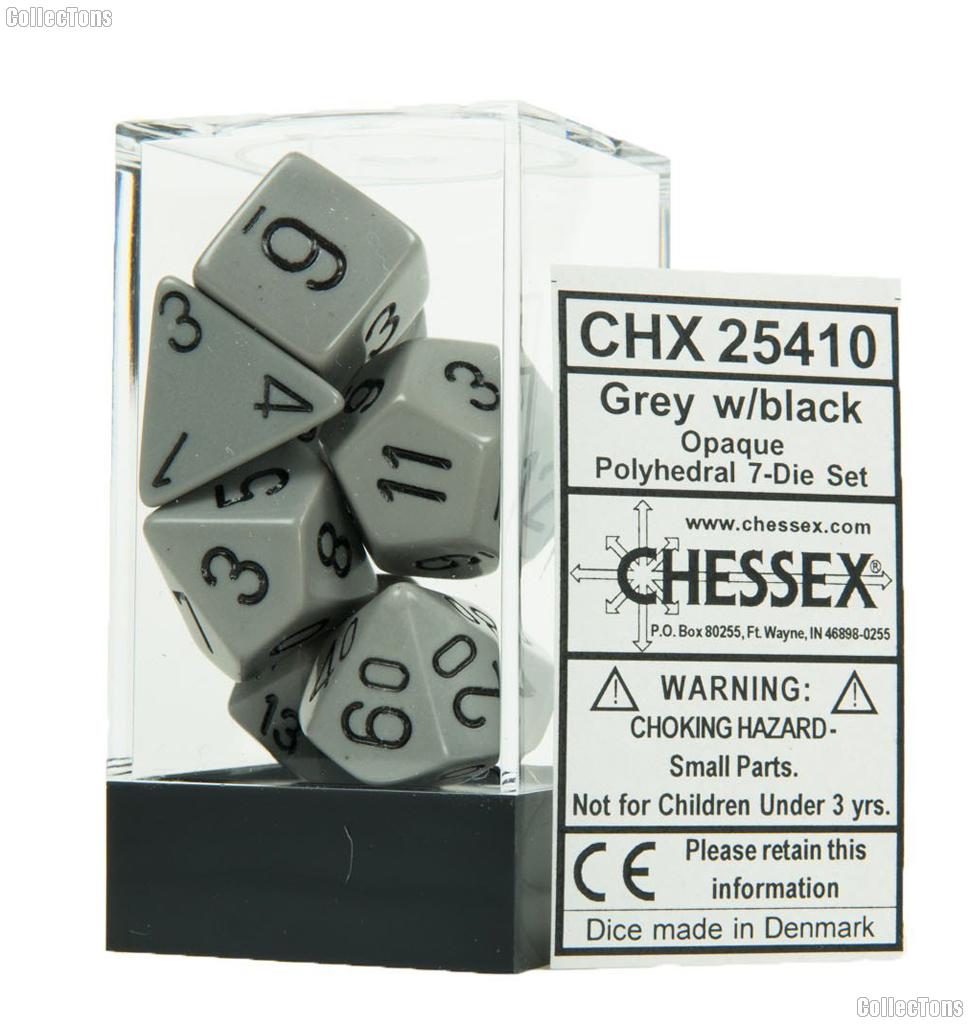 7-Die Set Polyhedral Dark Grey/Black Opaque Dice by Chessex CHX25410