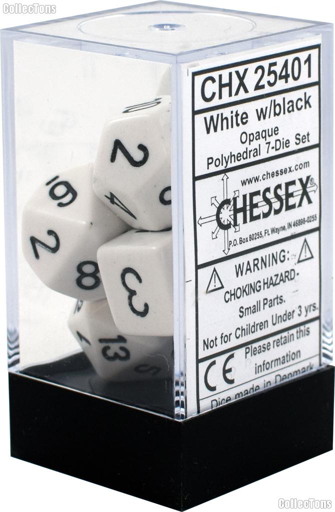 7-Die Set Polyhedral White/Black Opaque Dice by Chessex CHX25401