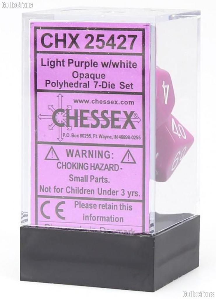 7-Die Set Polyhedral Light Purple/White Opaque Dice by Chessex CHX25427