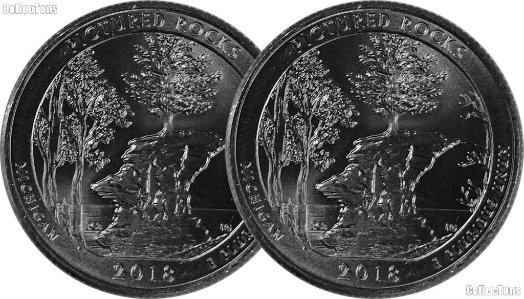 2018 P & D Michigan Pictured Rocks National Lakeshore Quarter GEM BU America the Beautiful