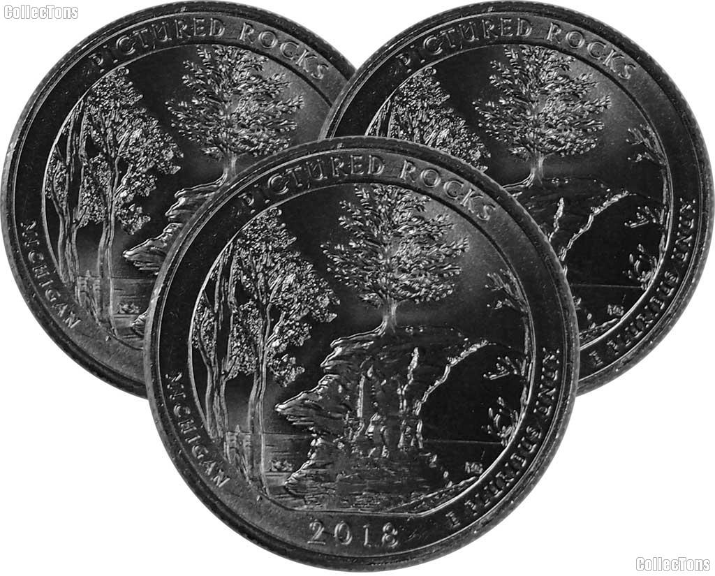 2018 P, D & S Michigan Pictured Rocks National Lakeshore Quarter GEM BU America the Beautiful