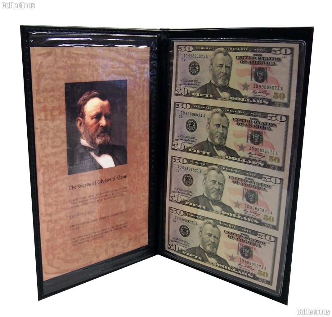 2006 Ulysses S. Grant $50 Bill Uncut Currency Set (4 bills) in Portfolio from World Reserve Monetary Exchange