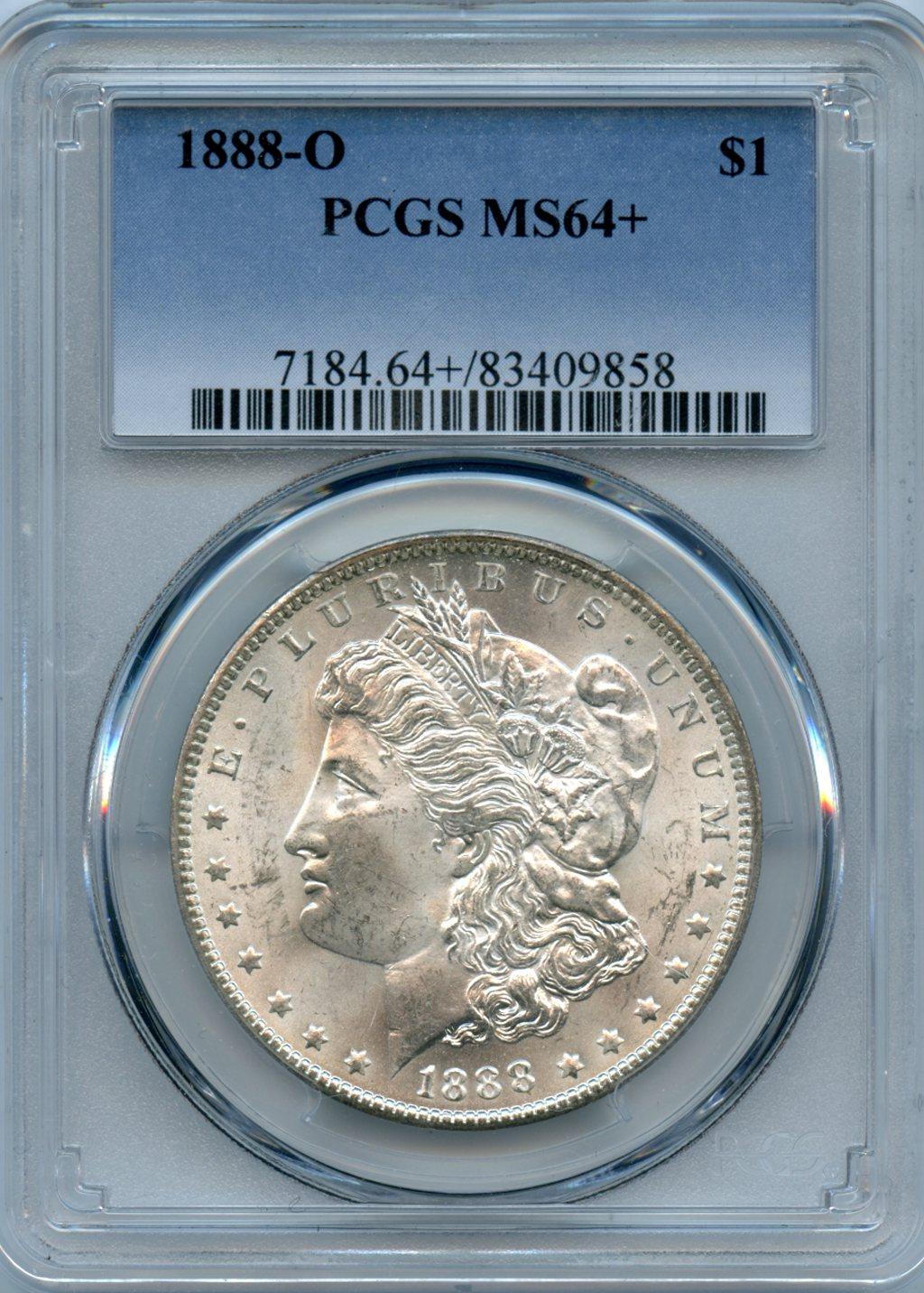 1888-O Morgan Silver Dollar in PCGS MS 64+