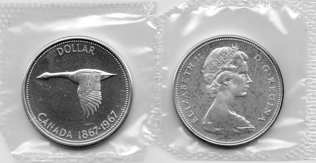 1967 BU Canada Silver Dollar in Original Mint Cello