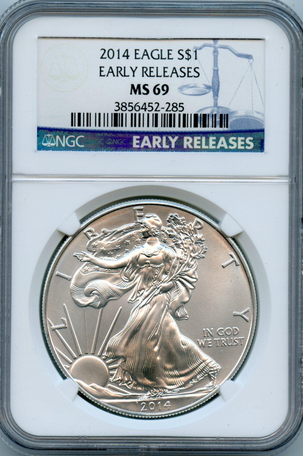 2014 American Silver Eagle Dollar EARLY RELEASES in NGC MS 69