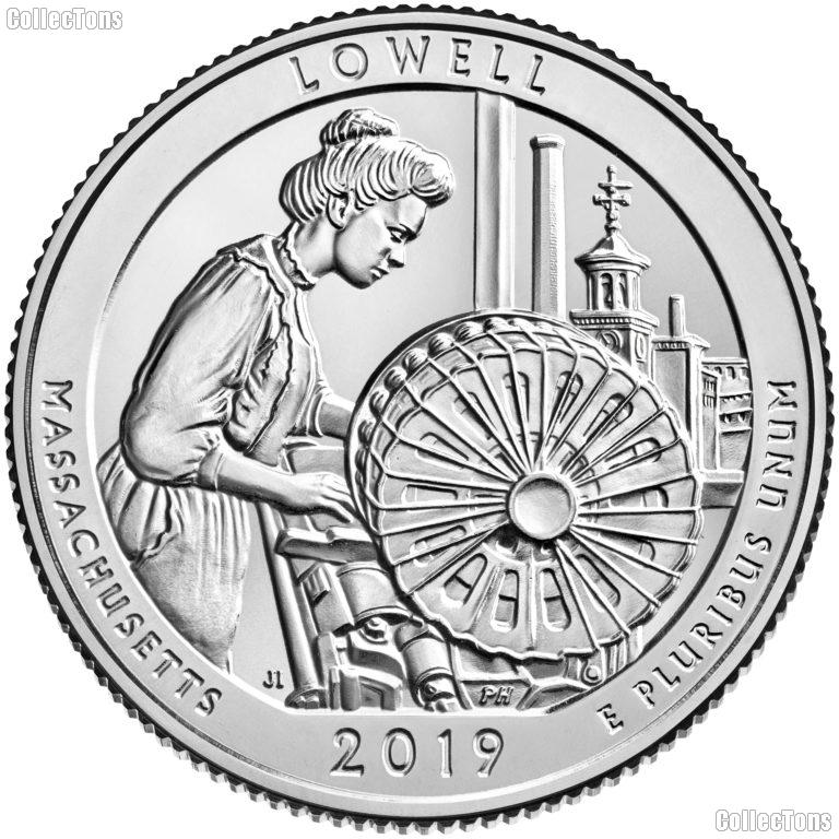 2019-W Massachusetts Lowell National Historical Park Quarter GEM BU Great American Coin Hunt