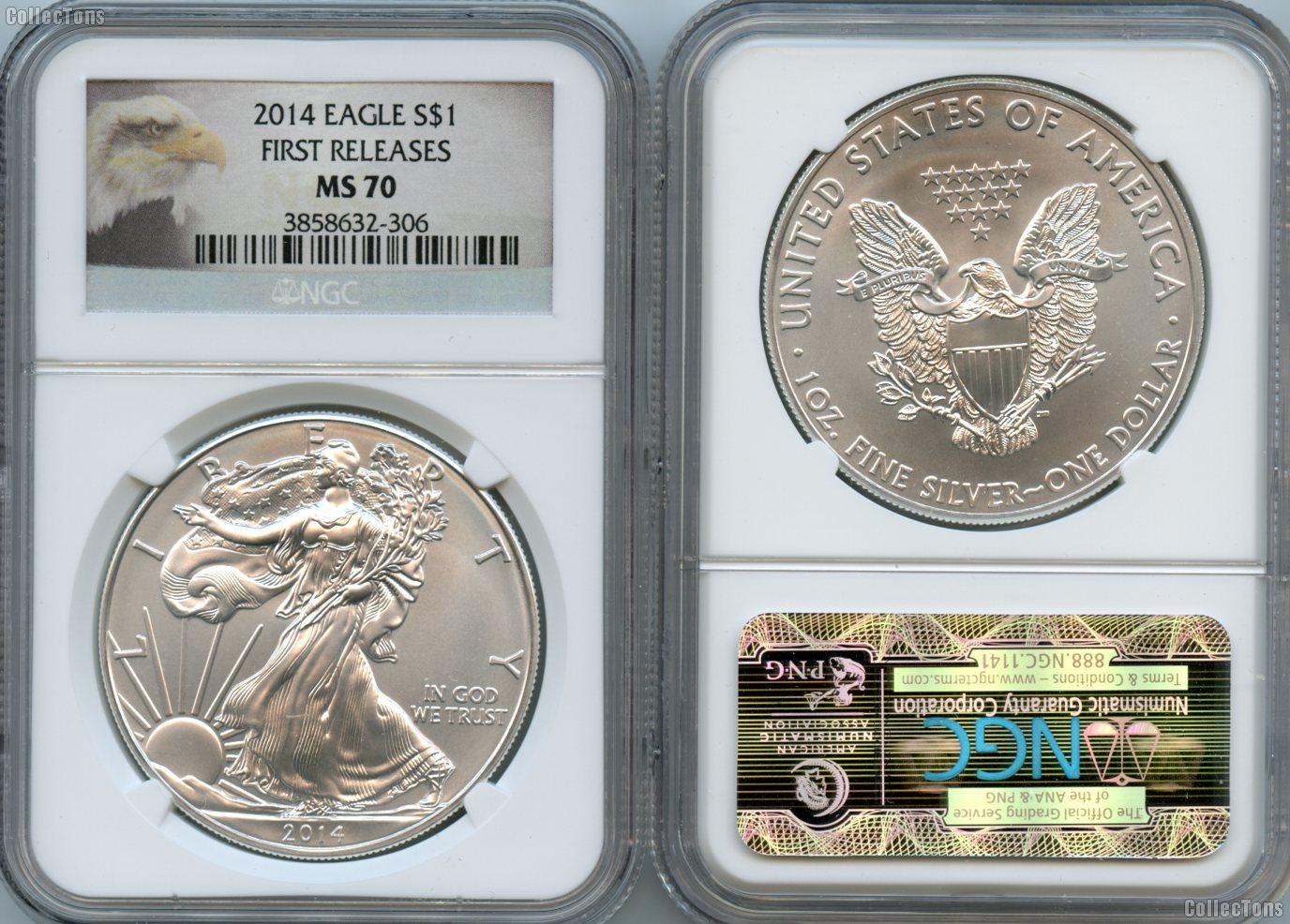 2014 American Silver Eagle Dollars in NGC MS 70 First Releases