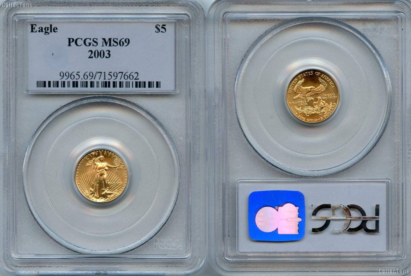 2003 Gold $5 American Eagle in PCGS MS 69